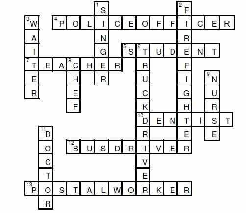 Answers to the crossword about jobs
